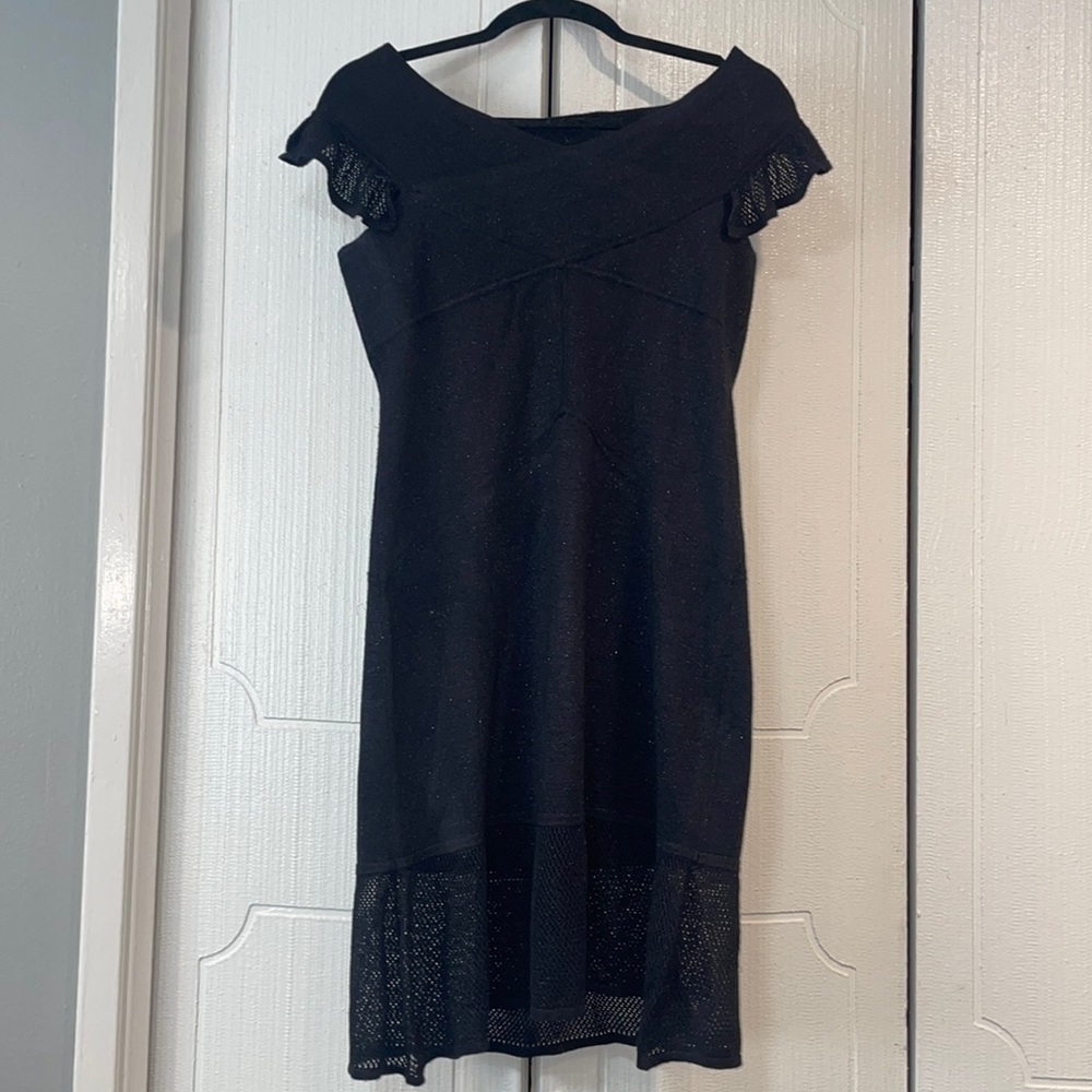 Off the shoulder Women’s midi black dress